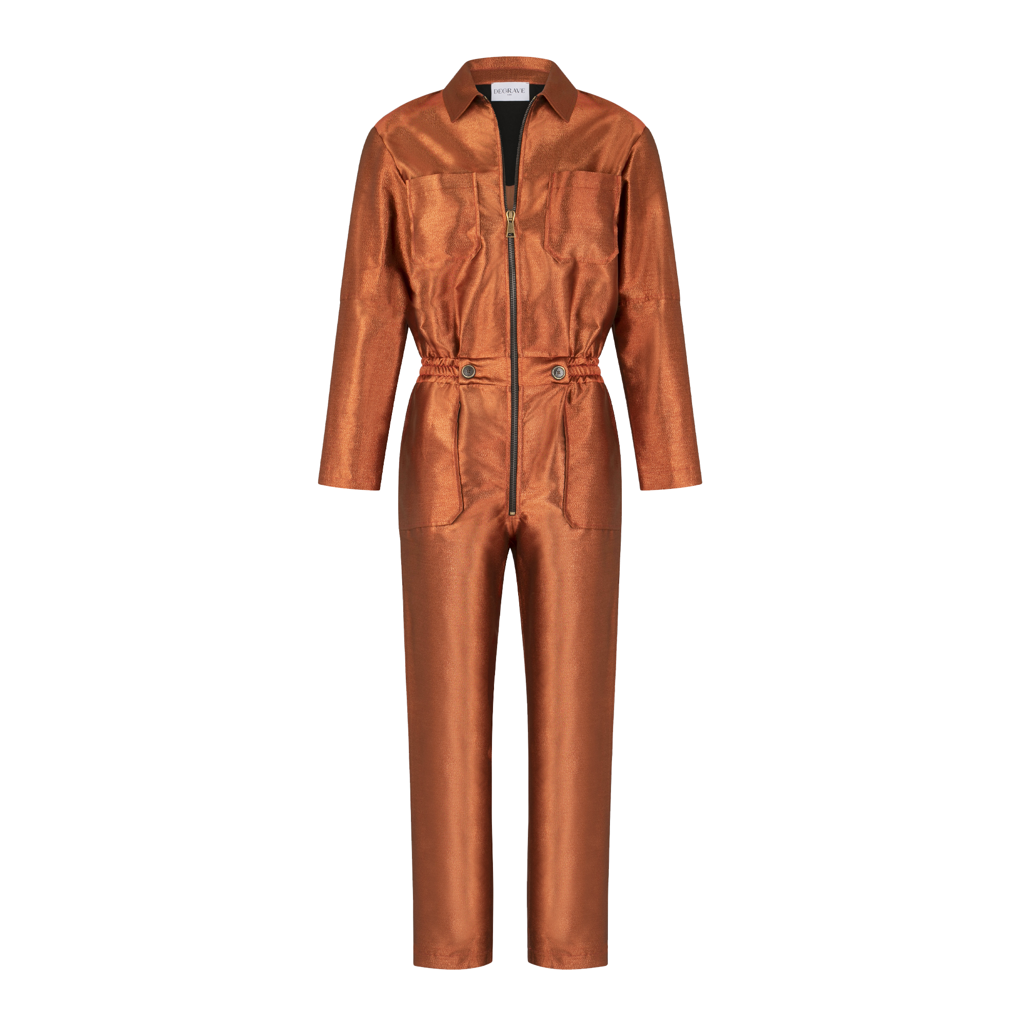Orange top leather jumpsuit