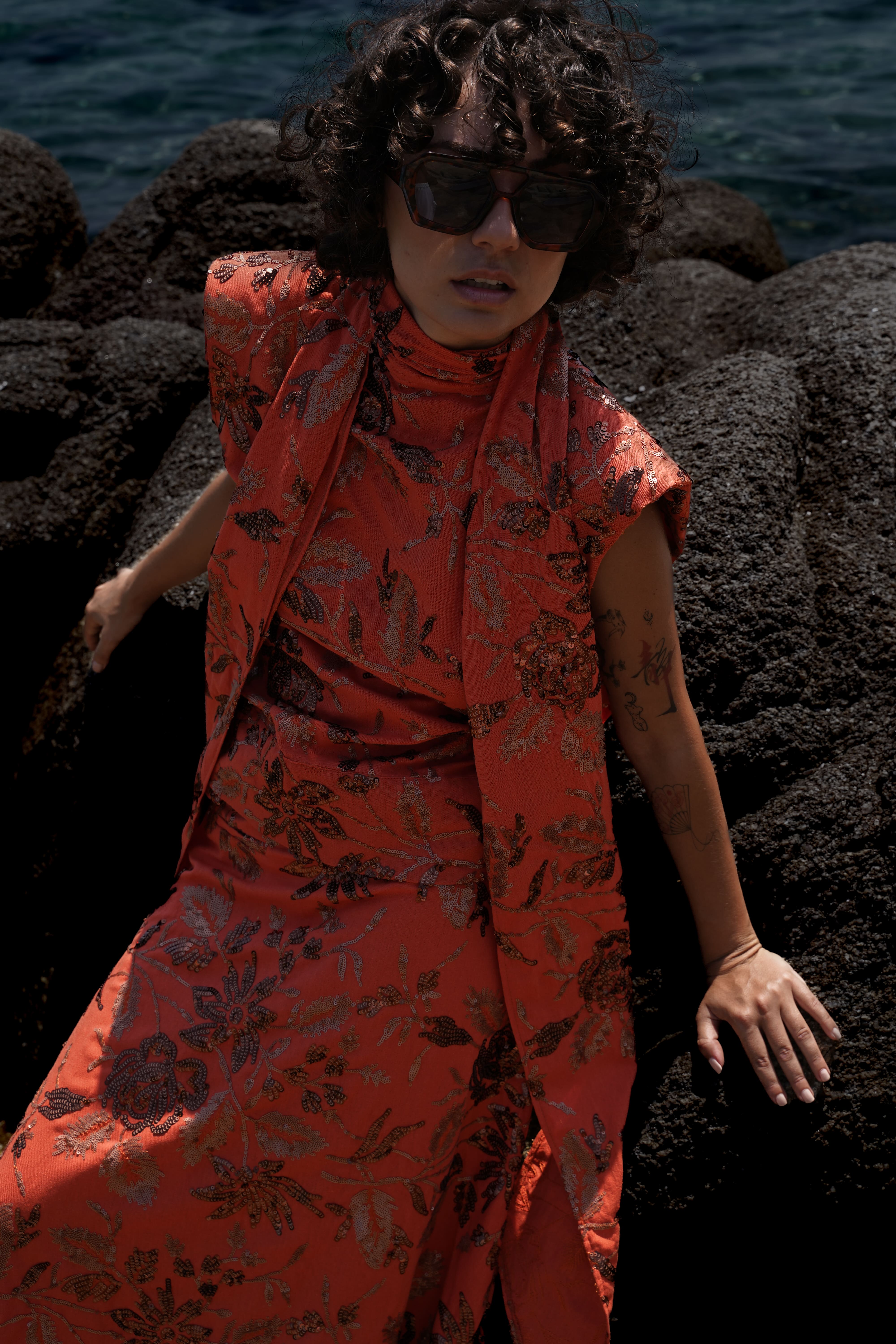 PALACE SKIRT LINEN SEQUINS
